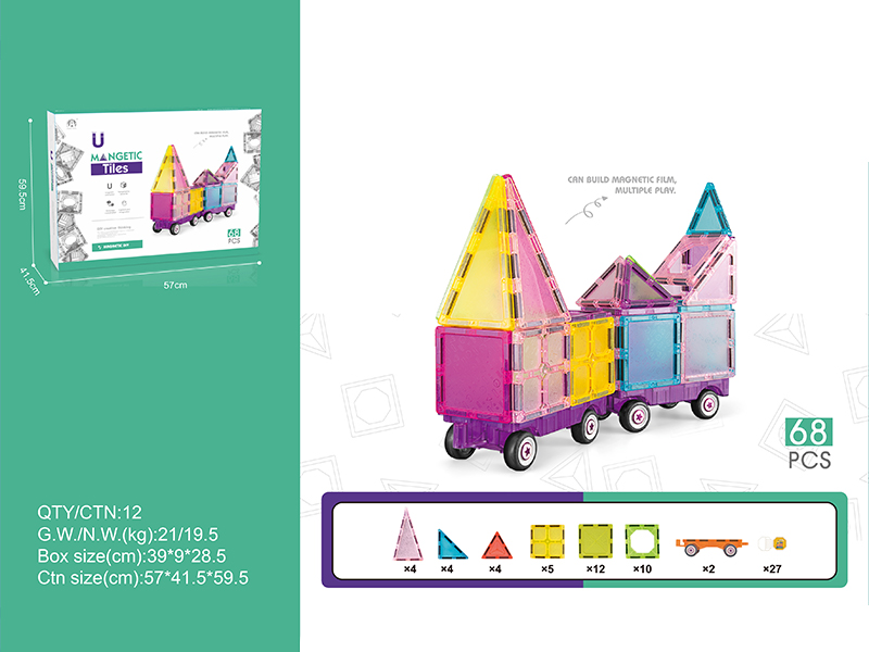 68PCS Color Window Magnetic Sheet Building Blocks