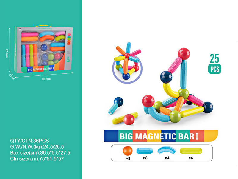 25PCS Assembling Magnetic Rod Building Blocks