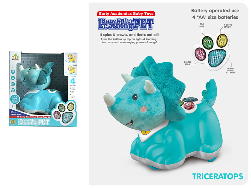 Early Education Baby Toys B/O Triceratops With Sound And Light