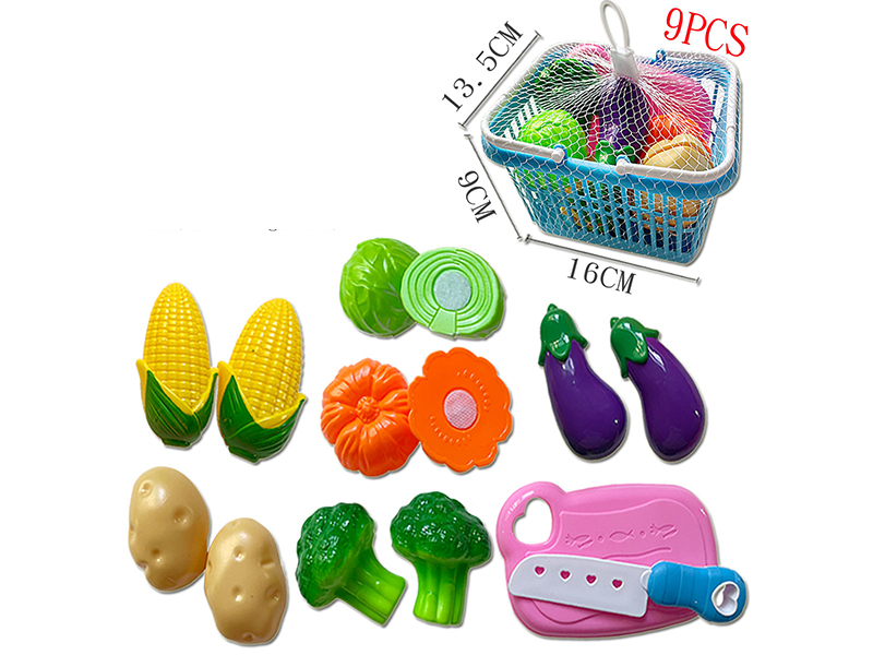Cutting Vegetable Toys Basket Set 9pcs