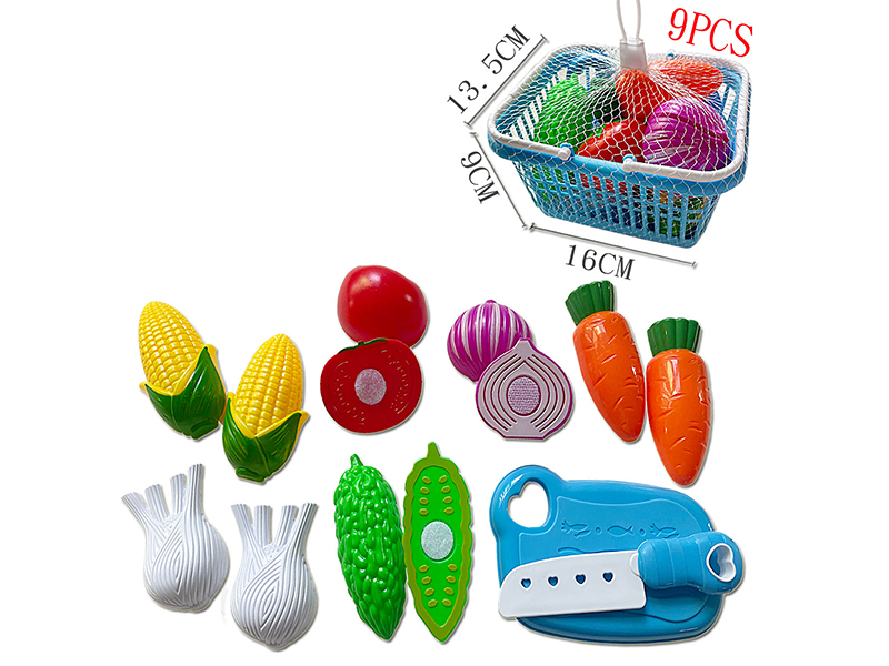 Cutting Vegetable Toys Basket Set 9pcs