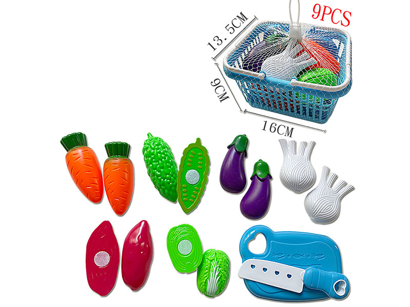 Cutting Vegetable Toys Basket Set 9pcs