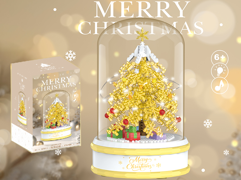 Transparent Yellow Christmas Tree Miniature Small Particle Building Blocks 276pcs