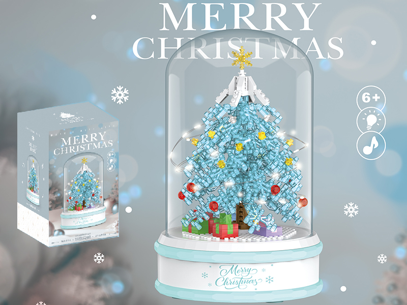 Transparent Blue Christmas Tree Miniature Small Particle Building Blocks 276pcs
