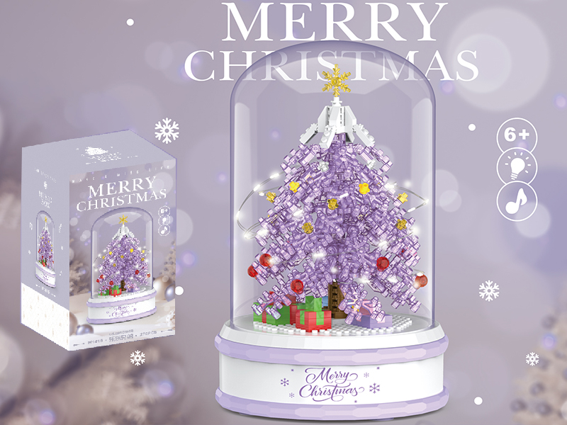 Transparent Purple Christmas Tree Miniature Small Particle Building Blocks 276pcs