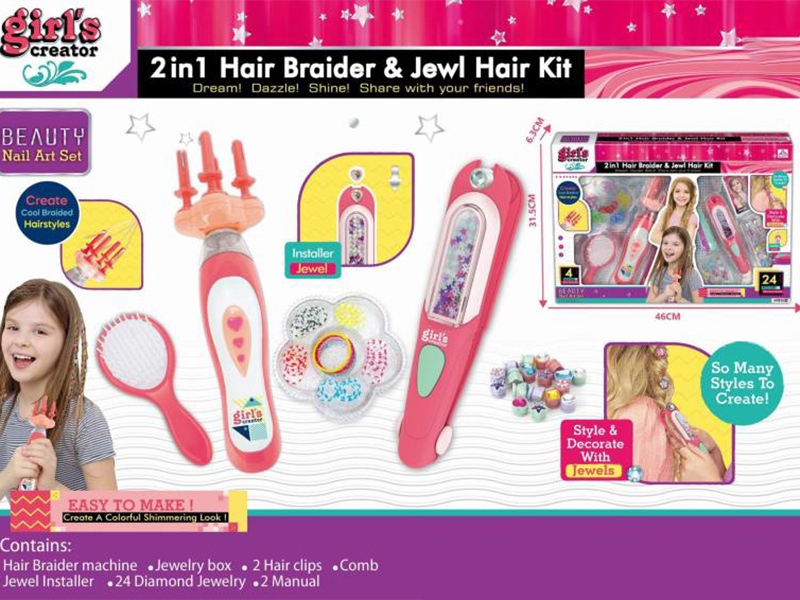 2 In 1 Hair Braider & Jewel Hair Kit