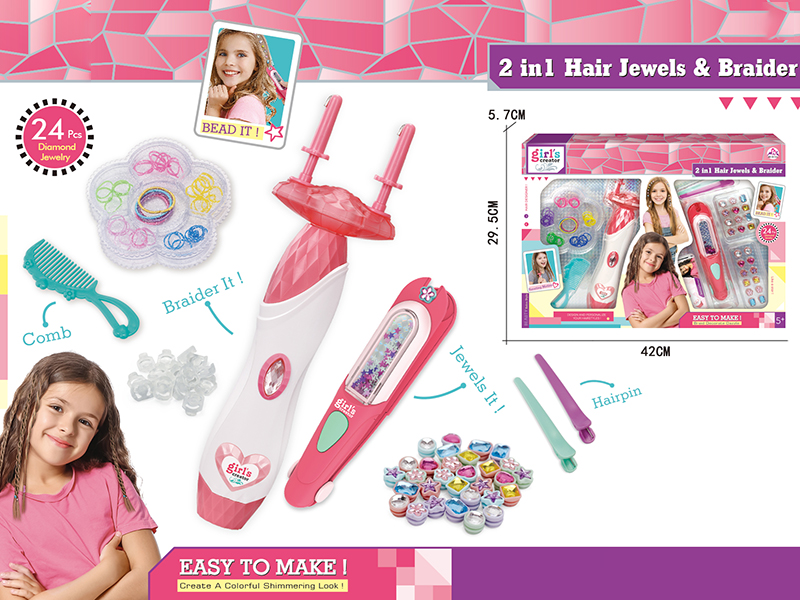 2 In 1 Hair Jewels Kit & Hair Braider