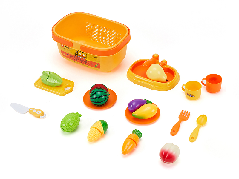 Cutting Fruits And Vegetable Toys With Basket