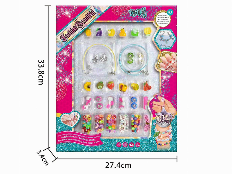 DIY Fashion Girl Beauty Toy(Sticker + DIY Beads + Bracelet + Necklace)
