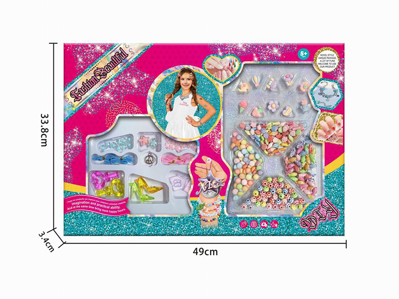 DIY Fashion Girl Beauty Toy(Sticker + DIY Beads + Bracelet + Necklace)