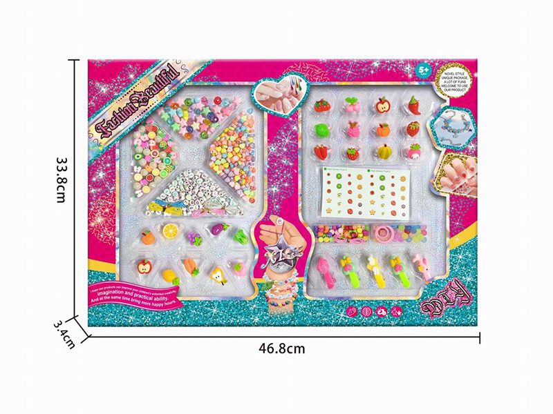 DIY Fashion Girl Beauty Toy(Sticker + Rings + Nail Sticker + DIY Beads + Hair Clip)
