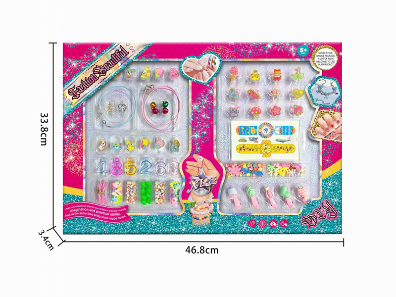 DIY Fashion Girl Beauty Toy(Sticker + Rings + DIY Beads + Bracelet + Necklace + Watch Tattoo Sticker + Hair Clip)
