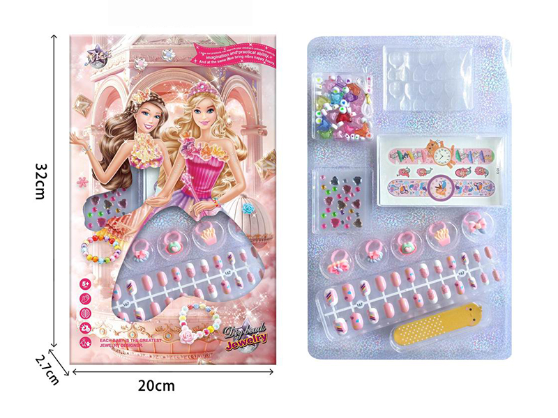 Princess DIY Fake Nail Patch + Watch Tattoo Sticker + Rings + Diamond Sticker + DIY Beads + Nail File