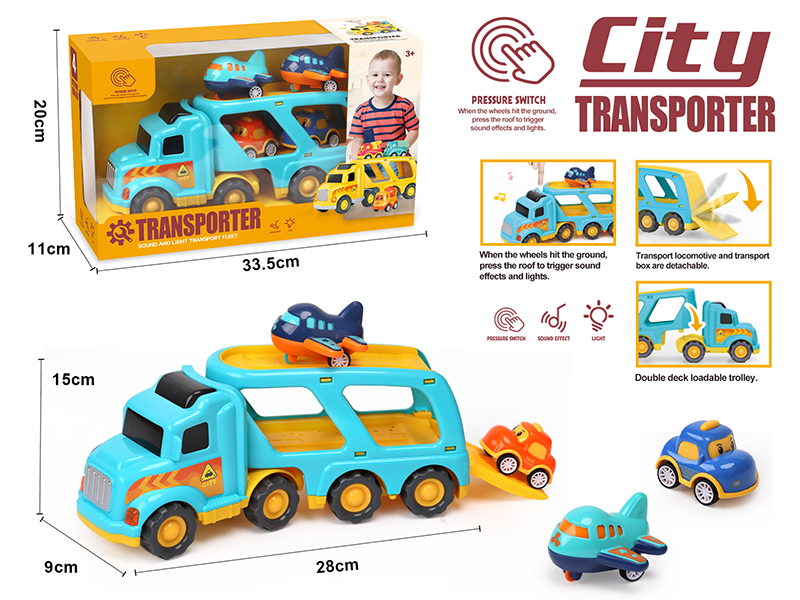 Friction Mini City Transport Truck With Sound And Lights