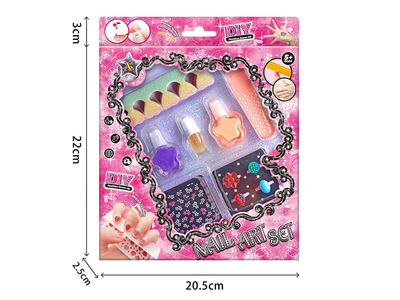 DIY Nail Art Set(Nail Polish, 3D Nail Sticker,Nail File,Ring, Toe Splitter)