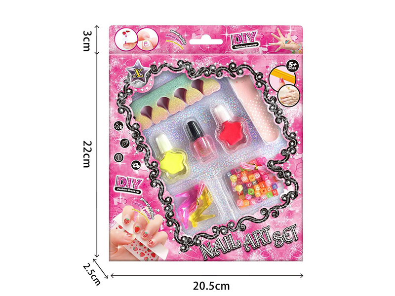 DIY Nail Art Set(Nail Polish,Nail File,DIY Beads, Necklace,Toe Splitter)