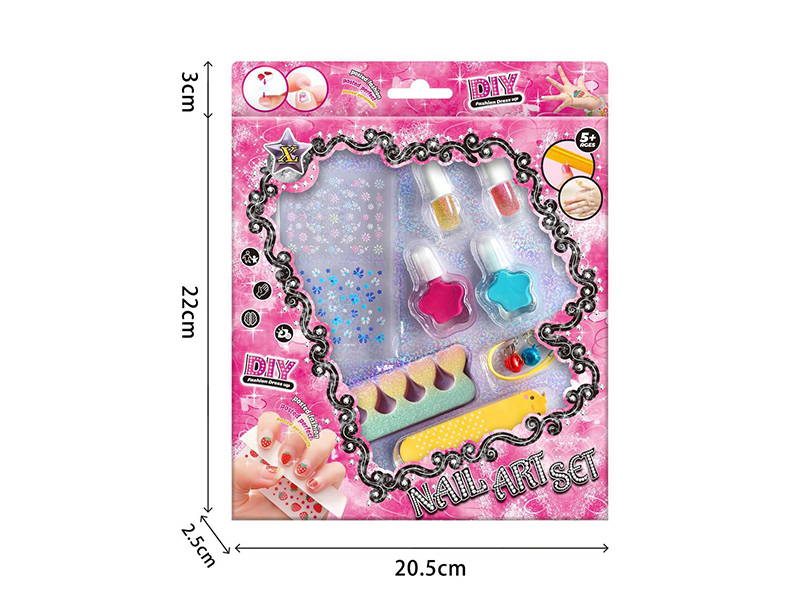 DIY Nail Art Set(Nail Polish, 3D Nail Sticker,Nail File,Bracelet,Toe Splitter)