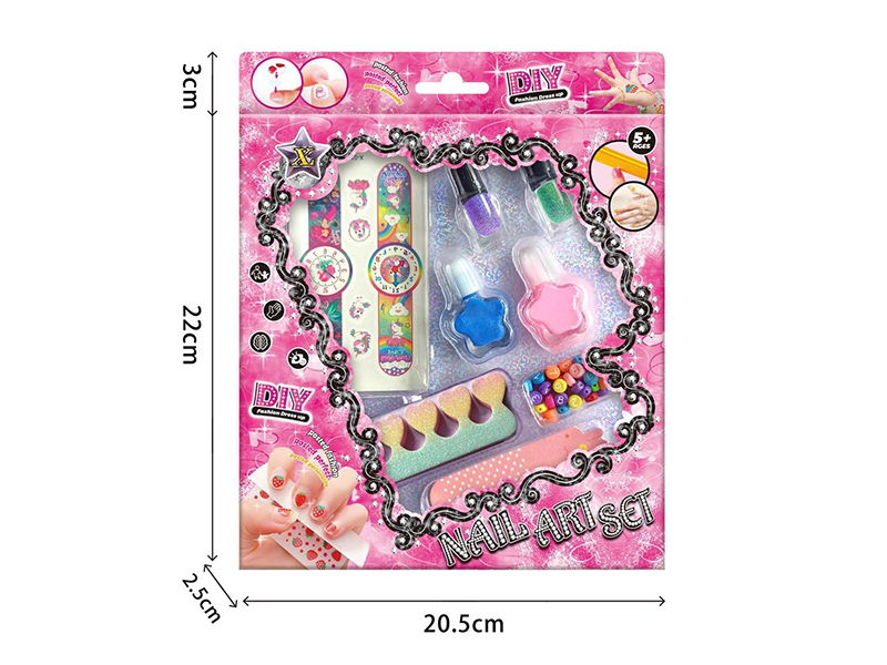 DIY Nail Art Set(Nail Polish, Watch Tattoo Sticker,Nail File,DIY Brads,Toe Splitter)