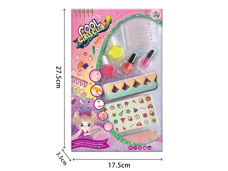 DIY Nail Art Set(Nail Polish,Tattoo Sticker,Nail File,3D Nail Sticker,Toe Splitter)