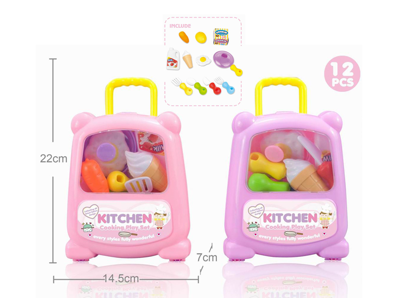 12PCS Trolley Box Kitchen Toy Set