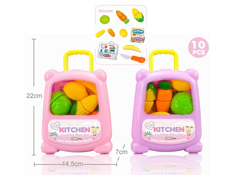 10PCS Trolley Box Kitchen Toy Set