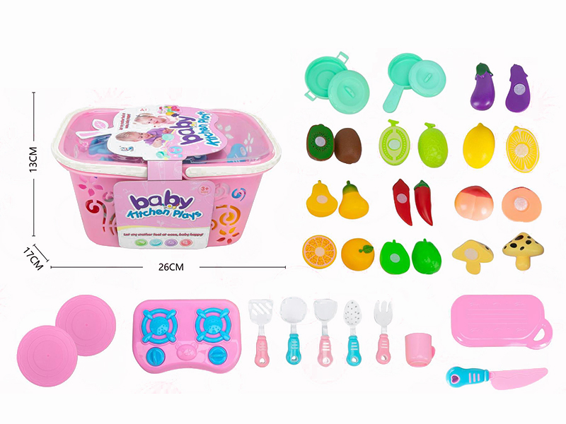 Cutting Fruits Toys + Tableware + Basket
