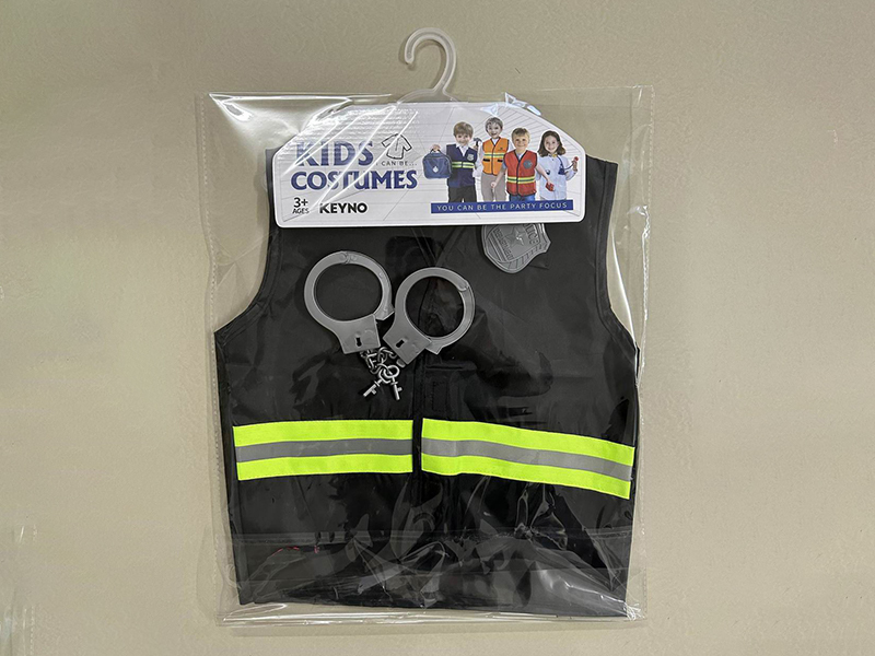 Black Police Vest With Badge And Handcuffs