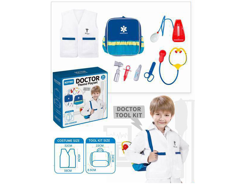 Doctor Backpack Paired With Doctor Uniform And Medical Equipment
