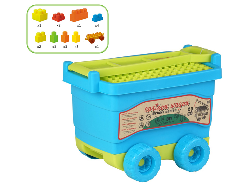 20PCS Building Block Wheelbarrow Toy