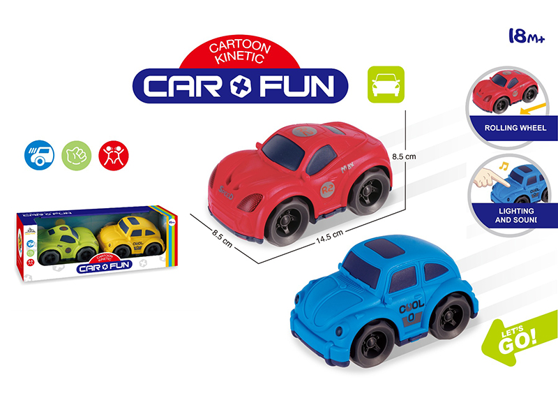 2PCS Friction Cartoon Car With Light And Sound
