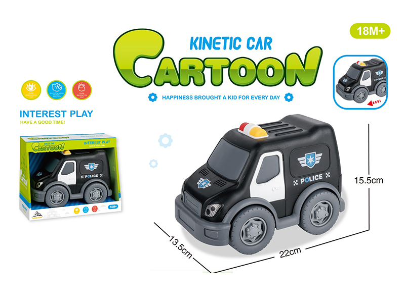 Friction Cartoon Police Car (Black)