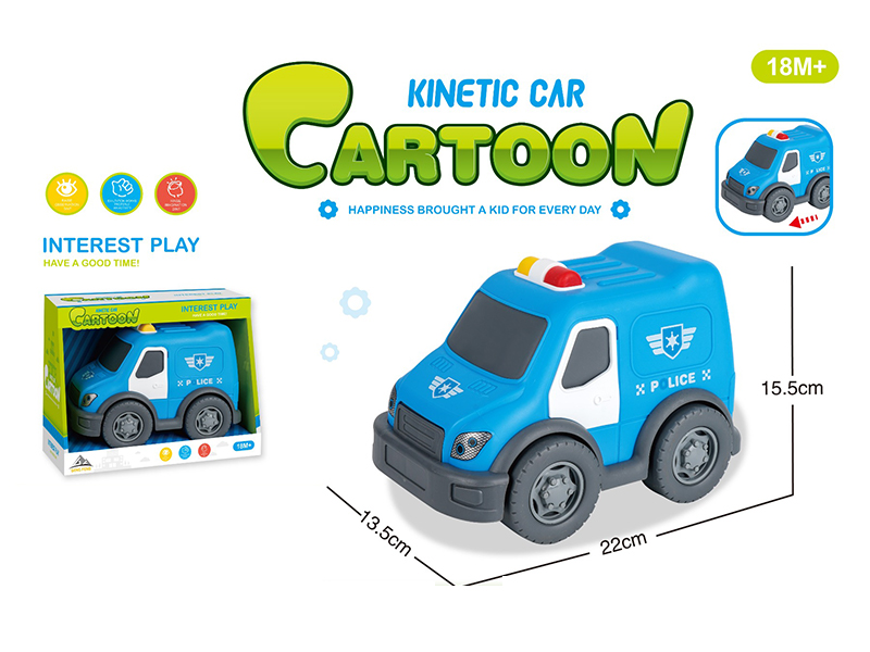 Friction Cartoon Police Car (Blue)