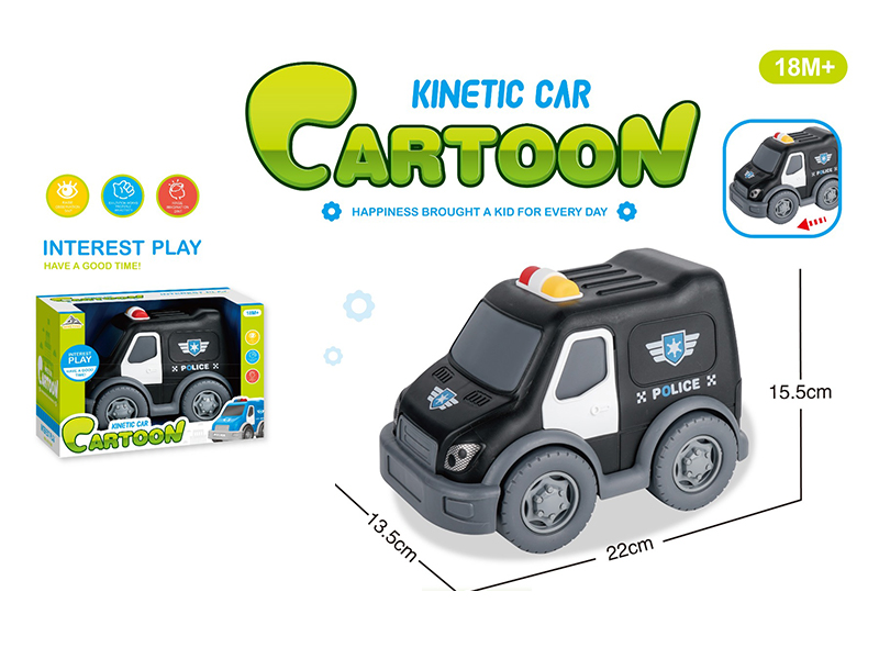 Friction Cartoon Police Car (Black)