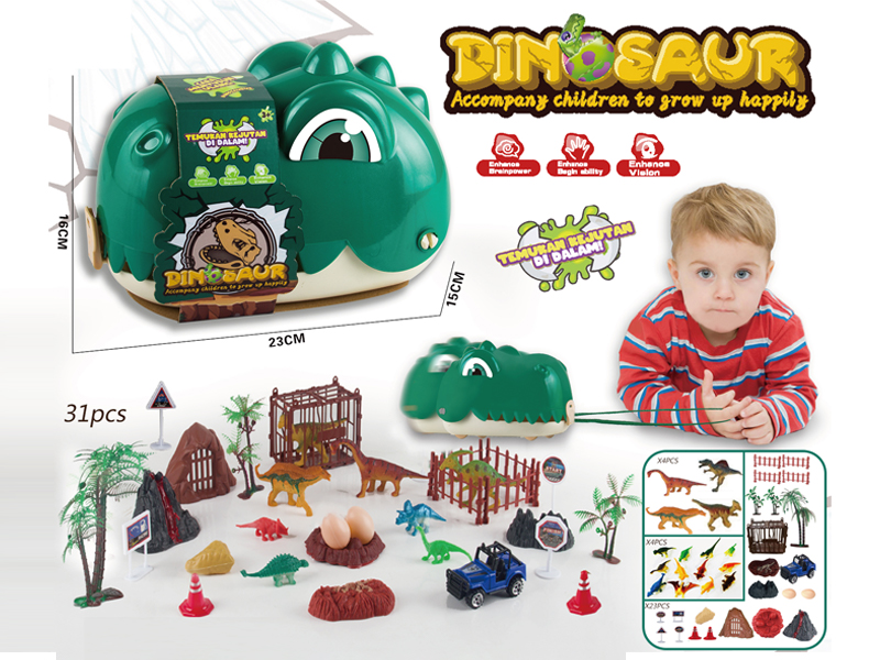 31PCS Dragging Dinosaur Head Storage Box