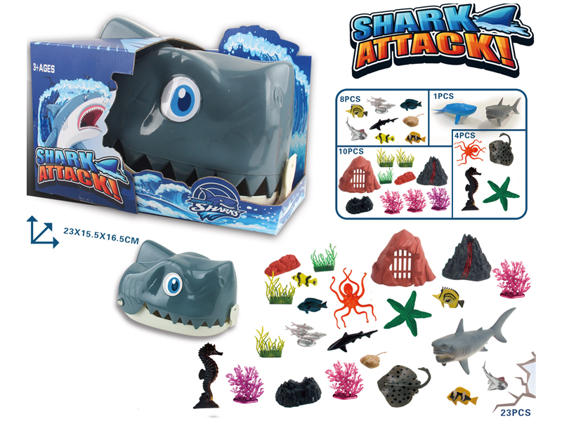 23PCS Backpack Shark Head Storage Box