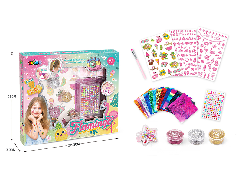 Flamingo DIY Glitter Tattoo Set + Hairpin