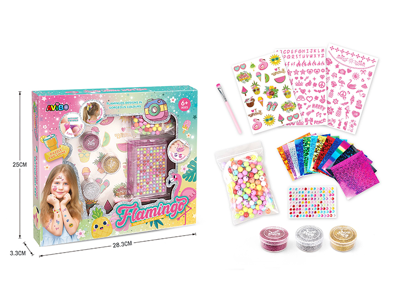 Flamingo DIY Glitter Tattoo Set + Beads
