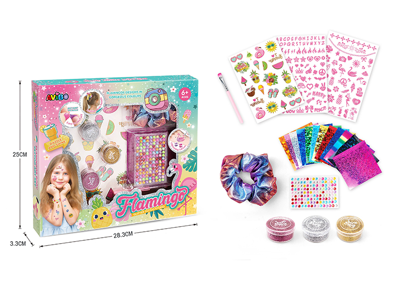 Flamingo DIY Glitter Tattoo Set + Hair Band