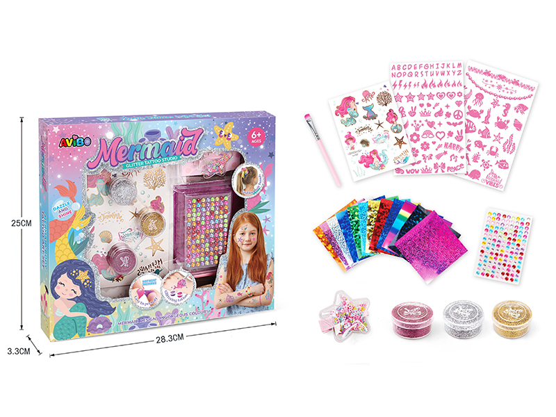 Mermaid DIY Glitter Tattoo Set + Hairpin