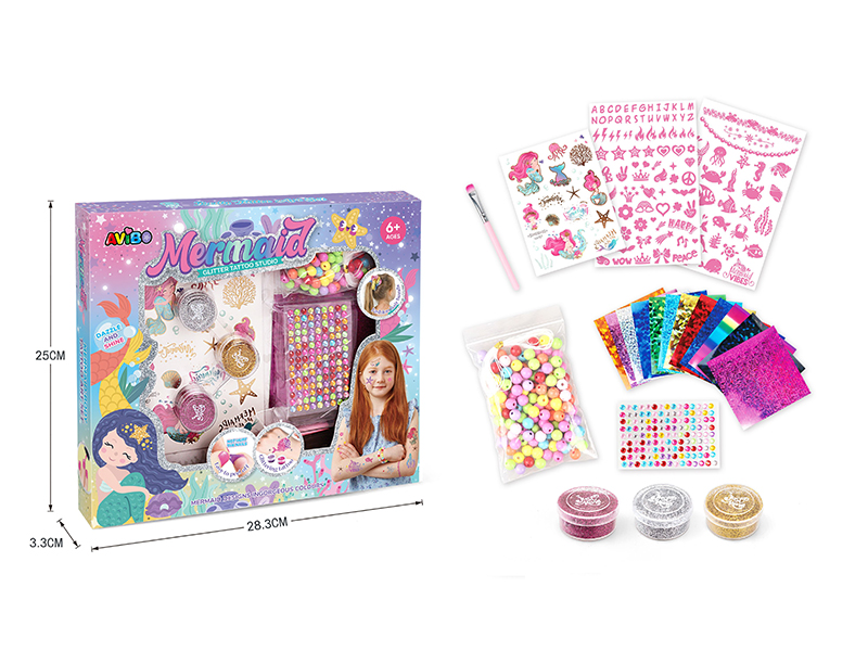 Mermaid DIY Glitter Tattoo Set + Beads