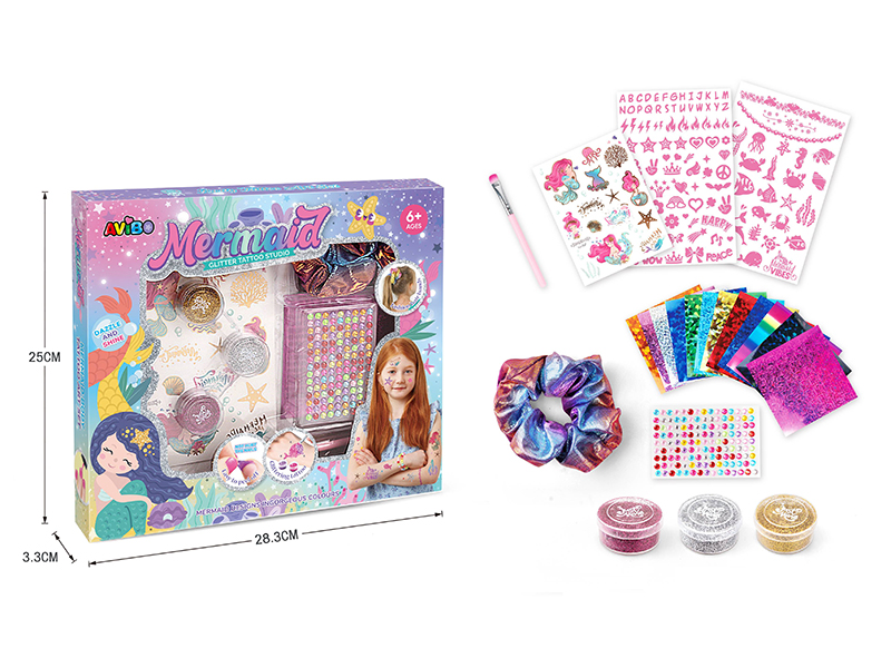 Mermaid DIY Glitter Tattoo Set + Hair Band