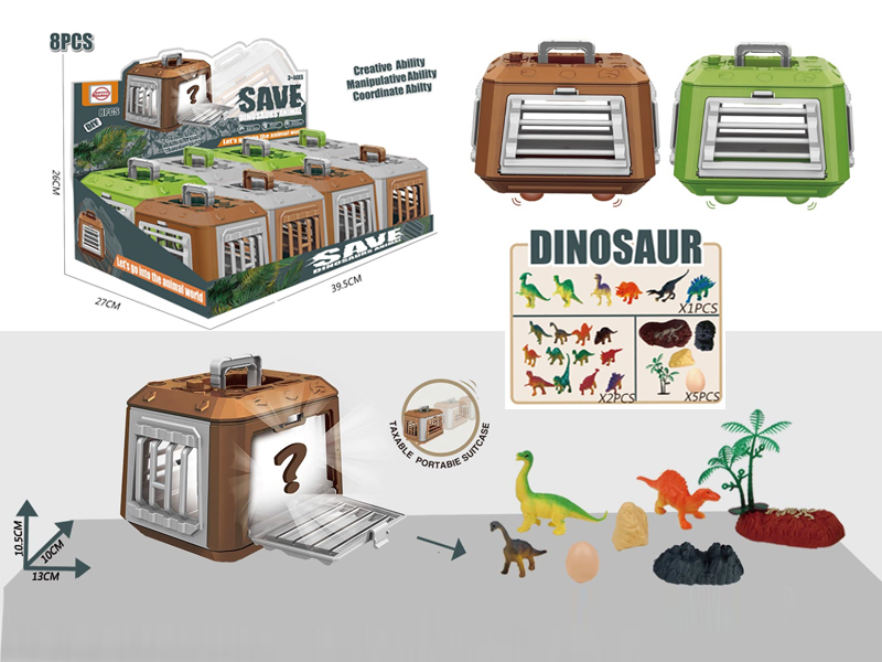 8PCS Slide Dinosaur Cage