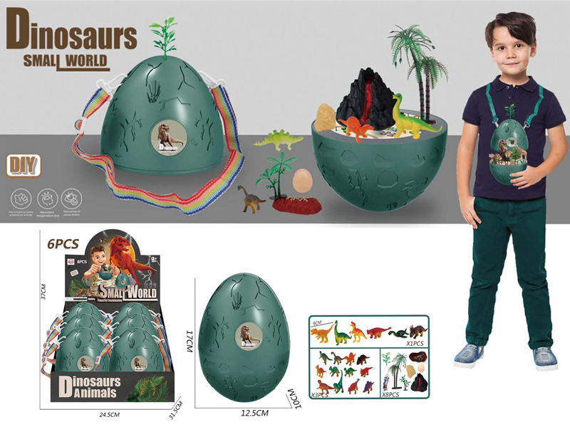 6PCS Dinosaur Scene Backpack Egg