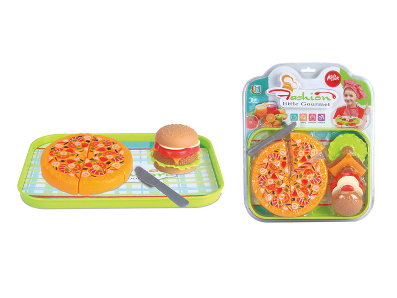 Simulated Hamburger Pizza Fast Food Set