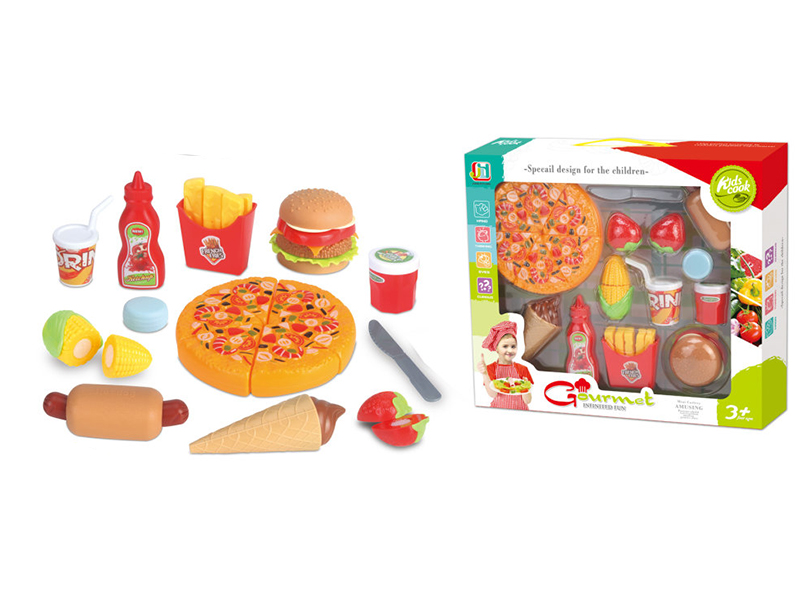 Simulated Hamburger,Pizza,Ice Cream,Coke,Strawberry,Corn Fast Food Set