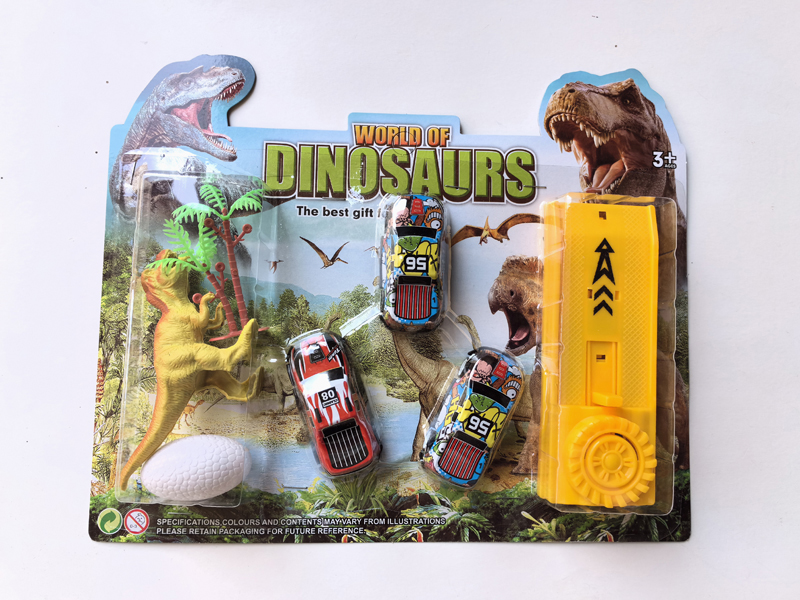 Iron Car + Launcher + Dinosaur Set