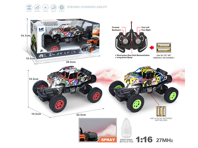 27Mhz 1:16 6-Channel Remote Control Graffiti Climbing Car With Lights,Spray,Automatic Demonstration Function(Not Included Batteries)