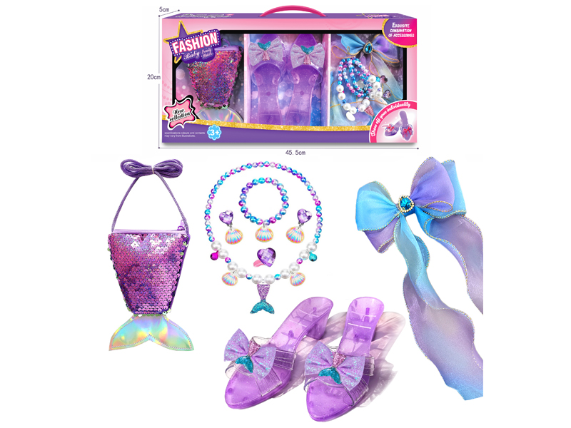 Mermaid Bag Princess Shoes Jewelry Set
