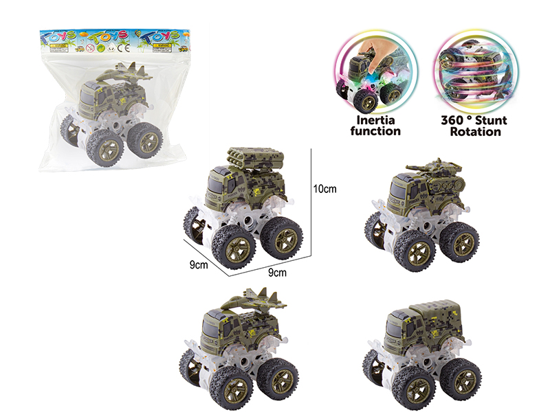 Double Friction Stunt Off-Road Military Truck With Light 1pcs