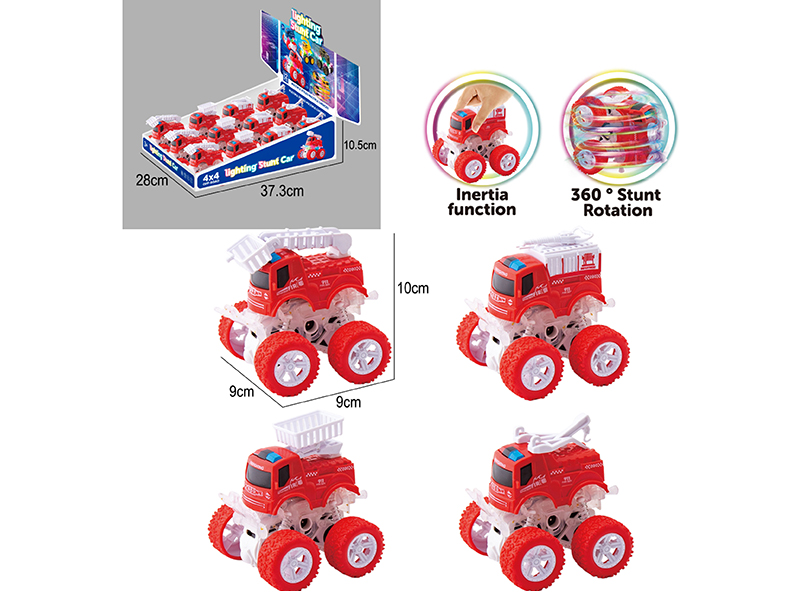 Double Friction Stunt Off-Road Fire Engine With Light 12pcs
